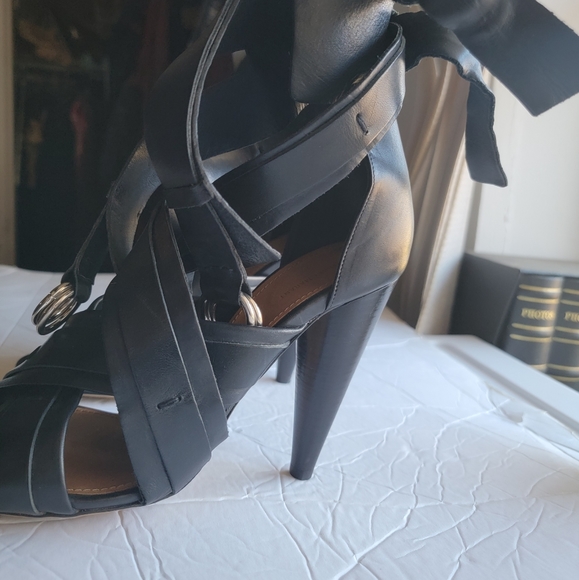Isabel Marant Rosy Leather Sandals Strappy Sexy Heels Black Rare - Picture 5 of 12